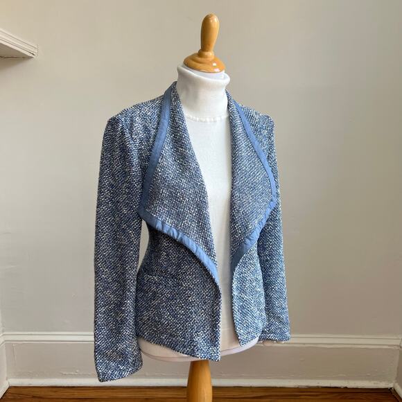Talbots Tweed Open Front Blue Blazer Jacket XL Petite - Picture 4 of 8